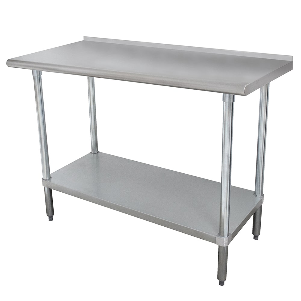 Advance Tabco FLAG-363-X 36" 16 ga Work Table w/ Undershelf & 430 Series Stainless Top, 1 1/2" Backsplash