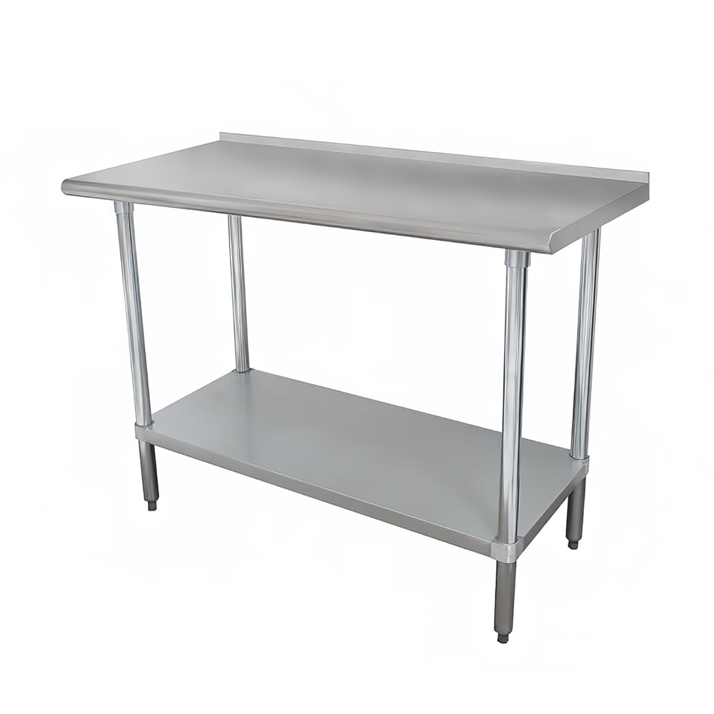Advance Tabco FLG-363 36" 14 ga Work Table w/ Undershelf & 304 Series Stainless Top, 1 1/2" Backsplash
