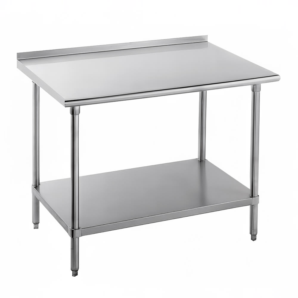 Advance Tabco FMG-240 30" 16 ga Work Table w/ Undershelf & 304 Series Stainless Top, 1 1/2" Backsplash