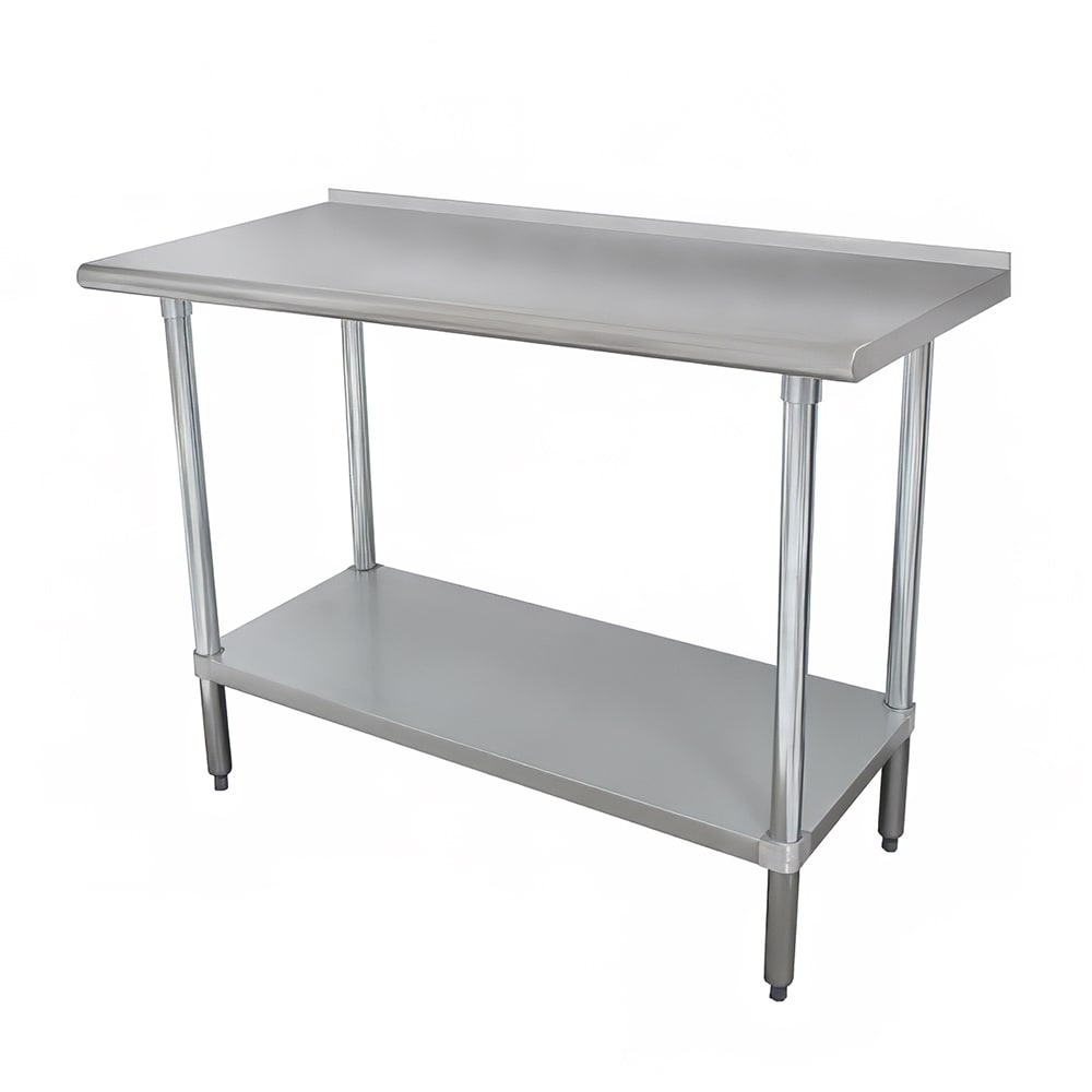 Advance Tabco FMG-300 30" 16 ga Work Table w/ Undershelf & 304 Series Stainless Top, 1 1/2" Backsplash