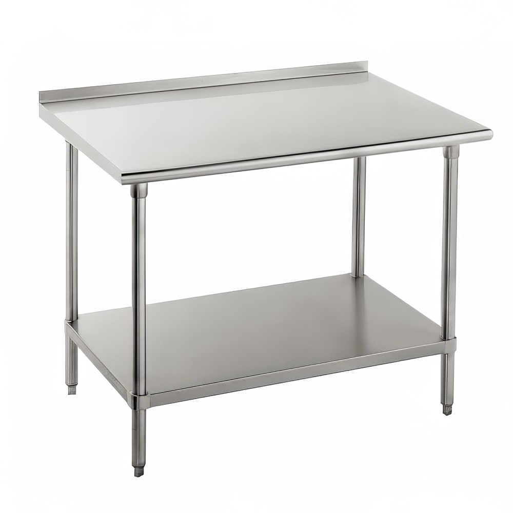 Advance Tabco FMS-243 36" 16 ga Work Table w/ Undershelf & 304 Series Stainless Top, 1 1/2" Backsplash