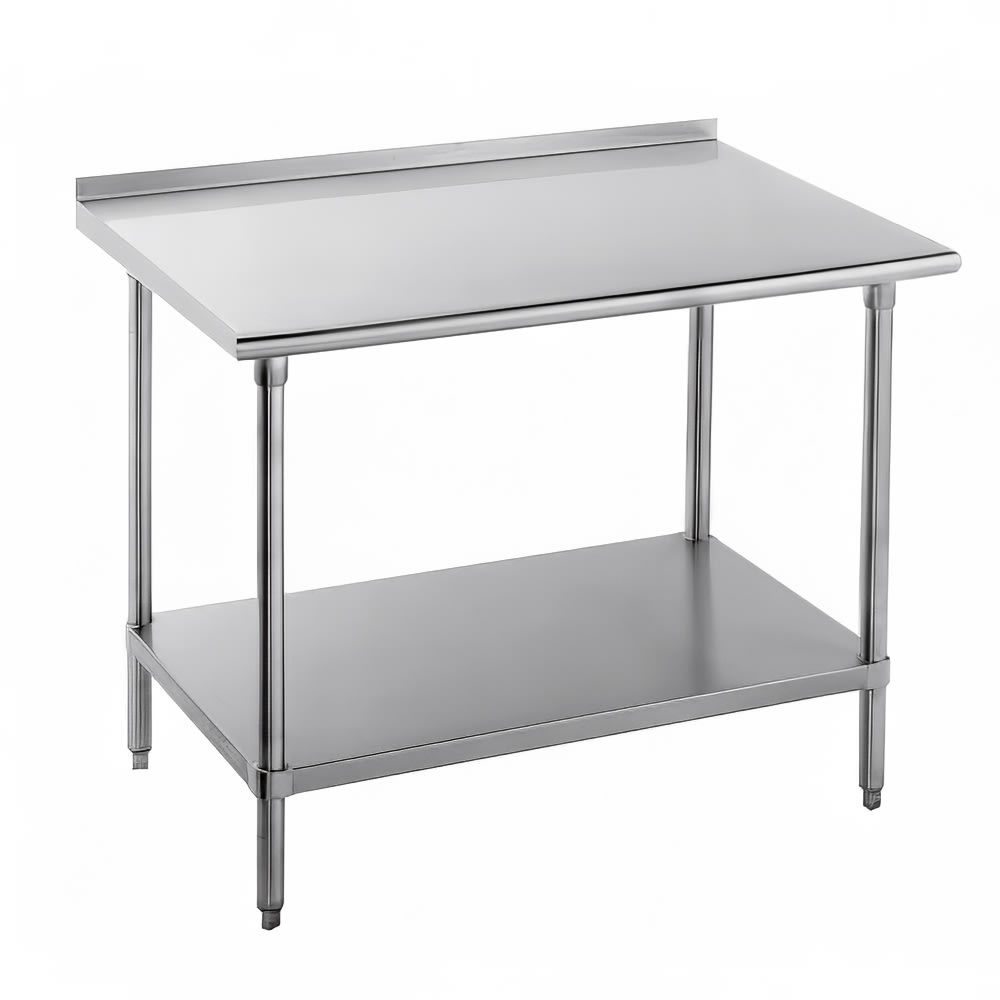 Advance Tabco FMS-304 48" 16 ga Work Table w/ Undershelf & 304 Series Stainless Top, 1 1/2" Backsplash