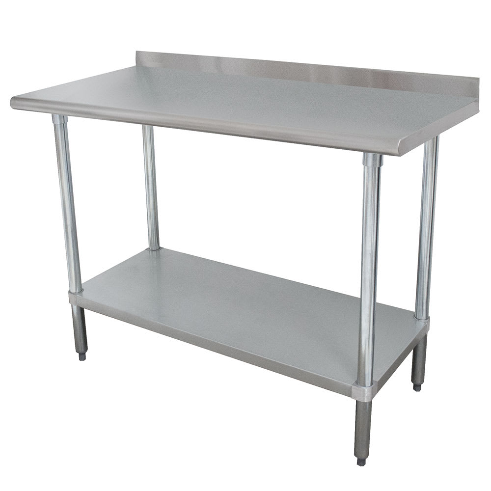 Advance Tabco FMSLAG-240-X 30" 16 ga Work Table w/ Undershelf & 304 Series Stainless Top, 1 1/2" Backsplash