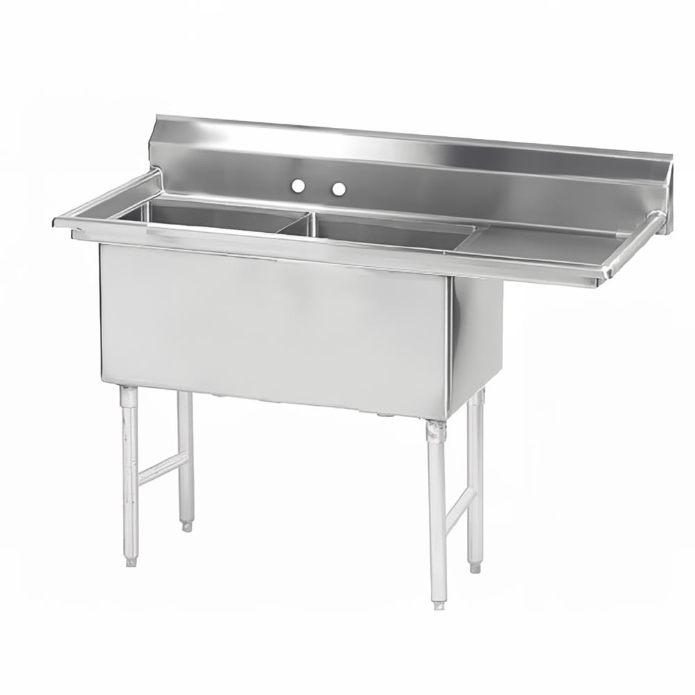 Advance Tabco FS-2-1824-18R 56 1/2" 2 Compartment Sink w/ 18"L x 24"W Bowl, 14" Deep
