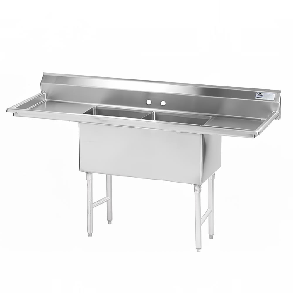 Advance Tabco FS-2-3024-24RL 108" 2 Compartment Sink w/ 30"L x 24"W Bowl, 14" Deep