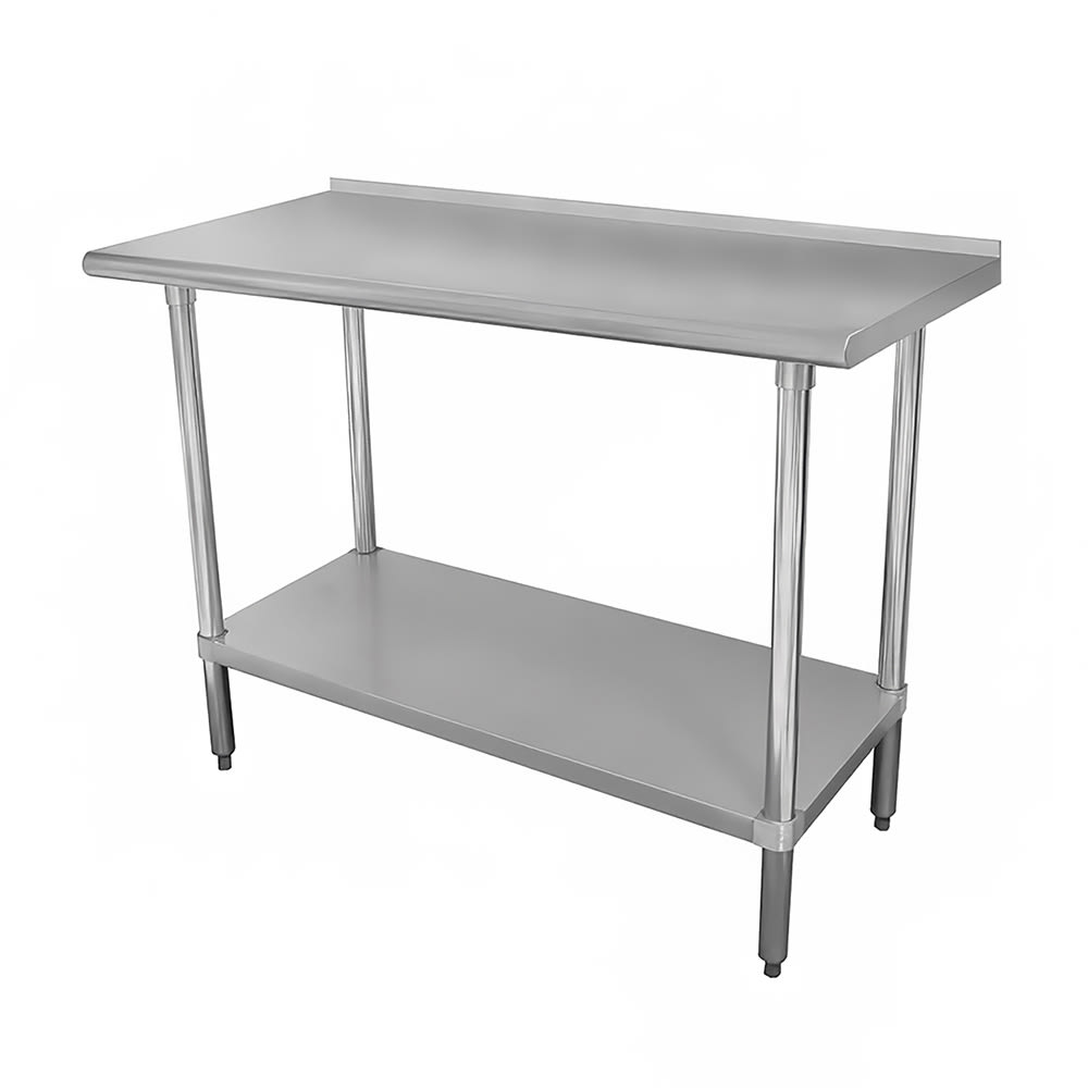 Advance Tabco FSS-243 36" 14 ga Work Table w/ Undershelf & 304 Series Stainless Top, 1 1/2" Backsplash