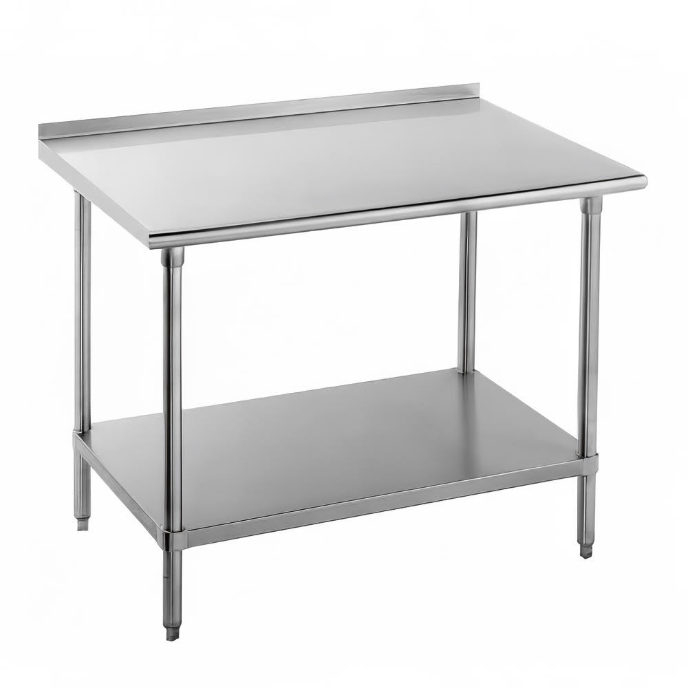 Advance Tabco FSS-300 30" 14 ga Work Table w/ Undershelf & 304 Series Stainless Top, 1 1/2" Backsplash