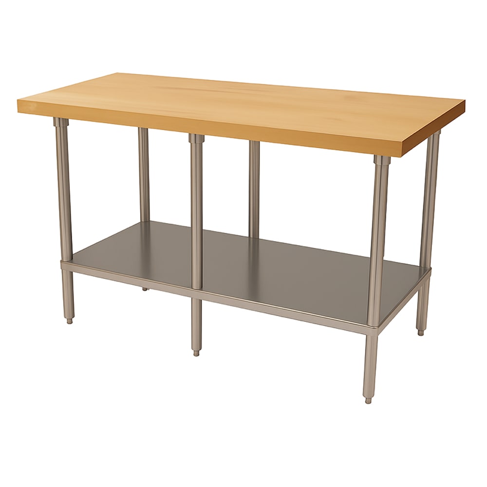 Advance Tabco H2G-308 1 3/4" Maple Top Work Table w/ Undershelf, 96"L x 30"D