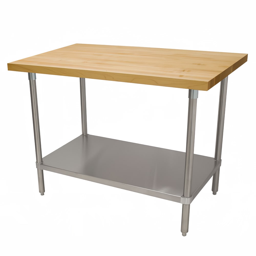 Advance Tabco H2G-365 1 3/4" Maple Top Work Table w/ Undershelf, 60"L x 36"D