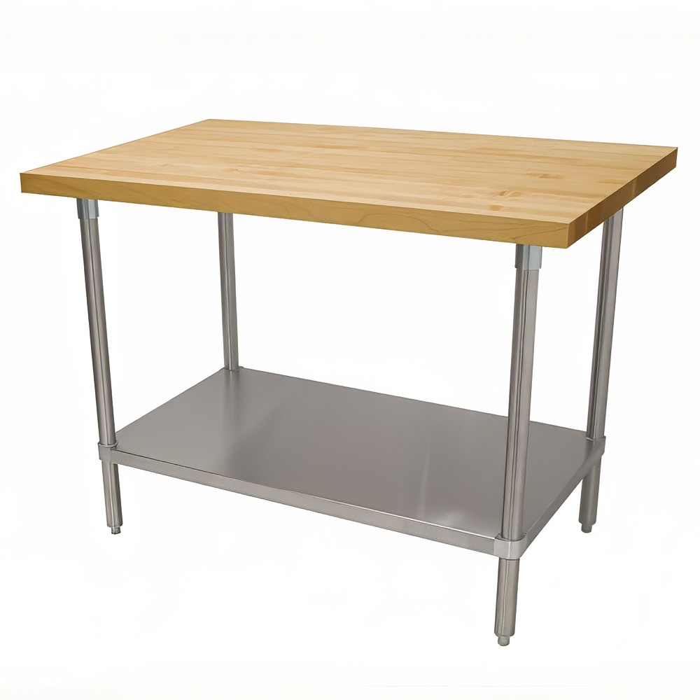 Advance Tabco H2G-366 1 3/4" Maple Top Work Table w/ Undershelf, 72"L x 36"D