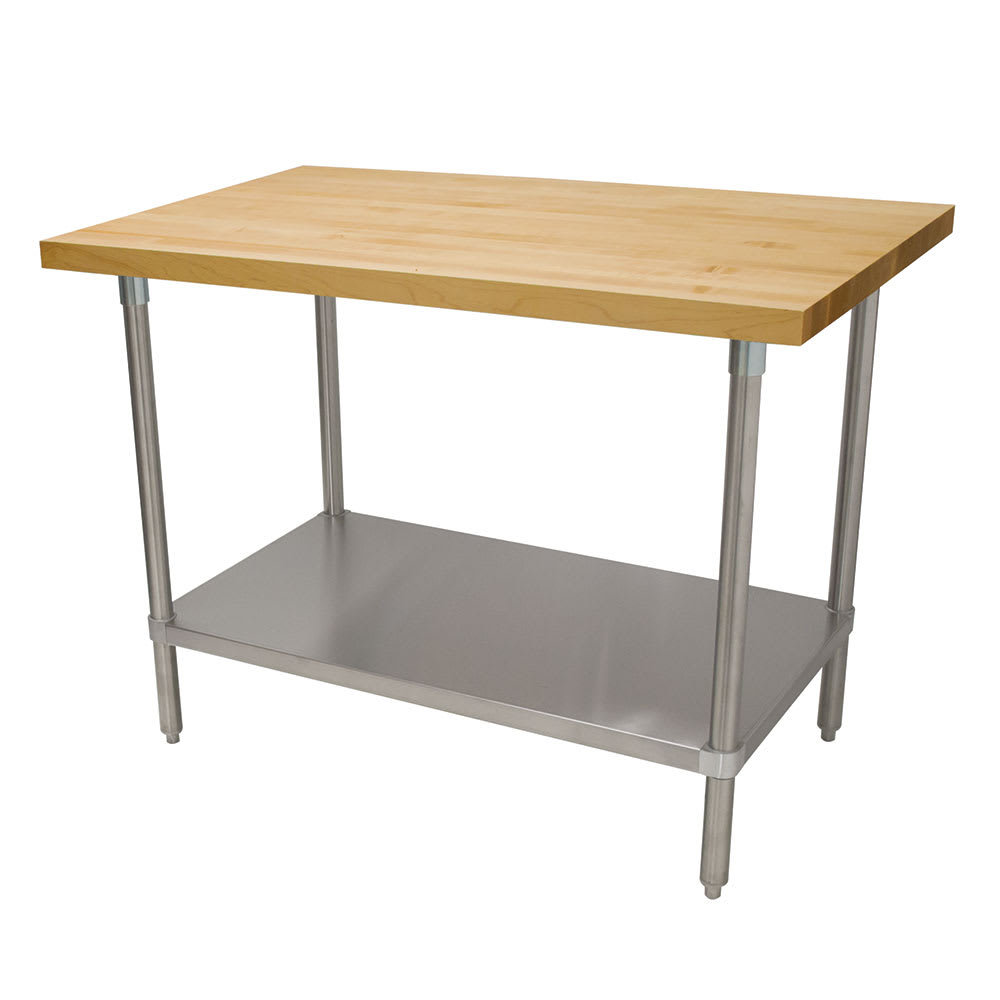 Advance Tabco H2S-245 1 3/4" Maple Top Work Table w/ Undershelf, 60"L x 24"D