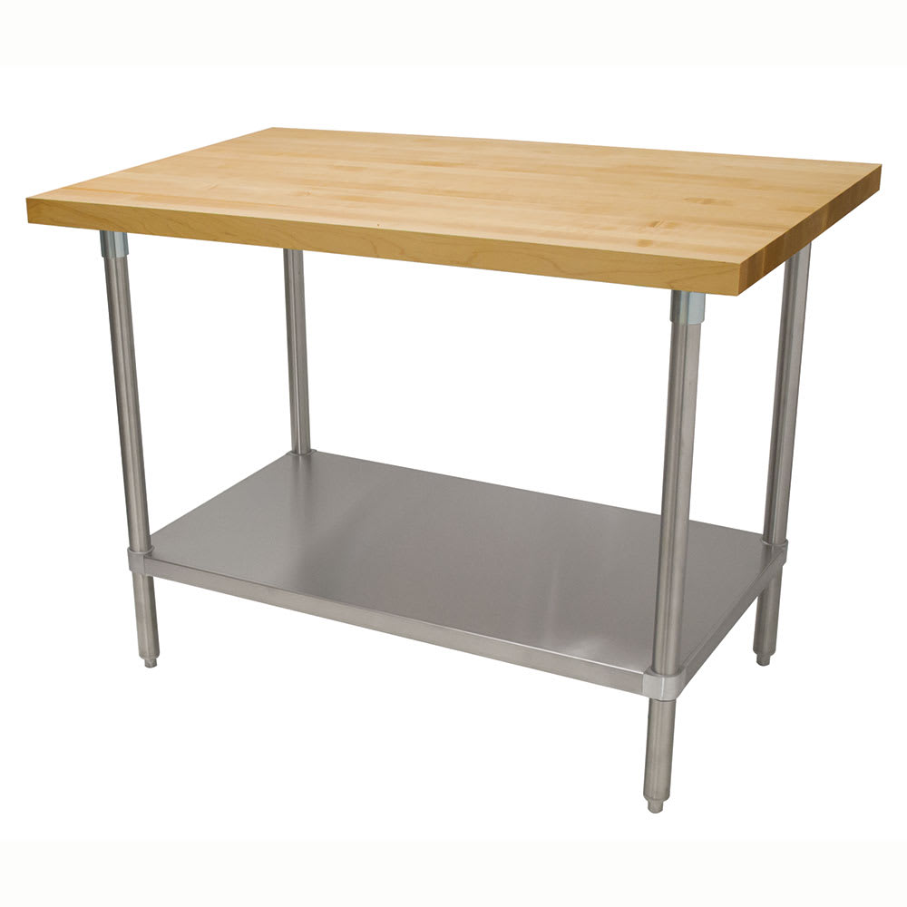 Advance Tabco H2S-365 1 3/4" Maple Top Work Table w/ Undershelf, 60"L x 36"D