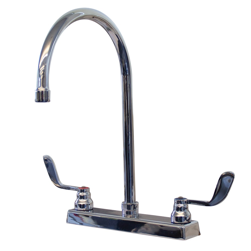 Advance Tabco K-134 Deck Mount Faucet w/ 8 1/2" Gooseneck Spout & 8" Wrist Handles