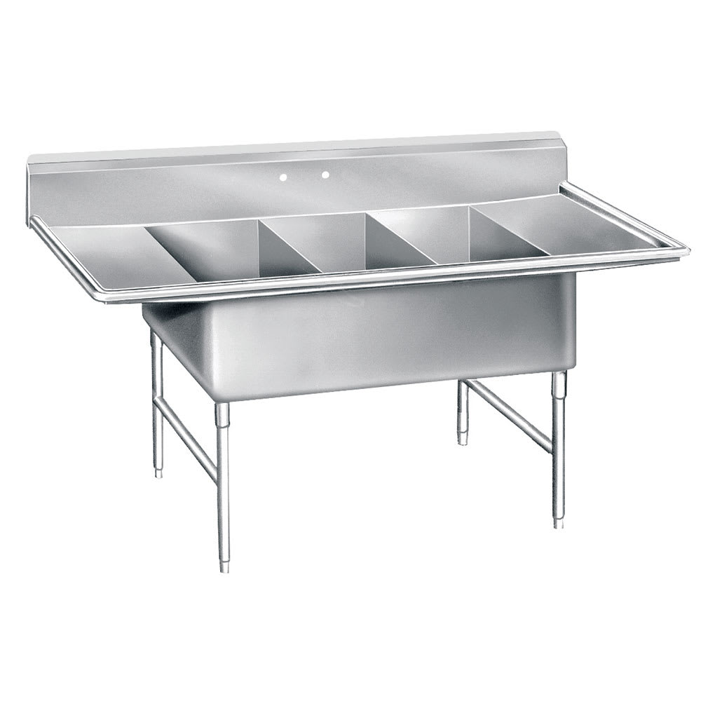 Advance Tabco K7-3-3024-24RL 138" 3 Compartment Sink w/ 30"L x 24"W Bowl, 14" Deep