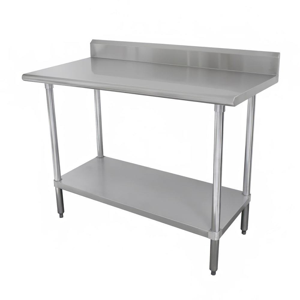 Advance Tabco KLAG-240-X 30" 16 ga Work Table w/ Undershelf & 430 Series Stainless Top, 5" Backsplash