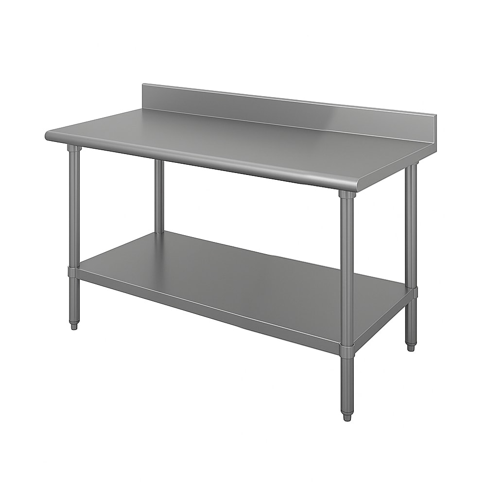 Advance Tabco KLG-303 36" 14 ga Work Table w/ Undershelf & 304 Series Stainless Top, 5" Backsplash