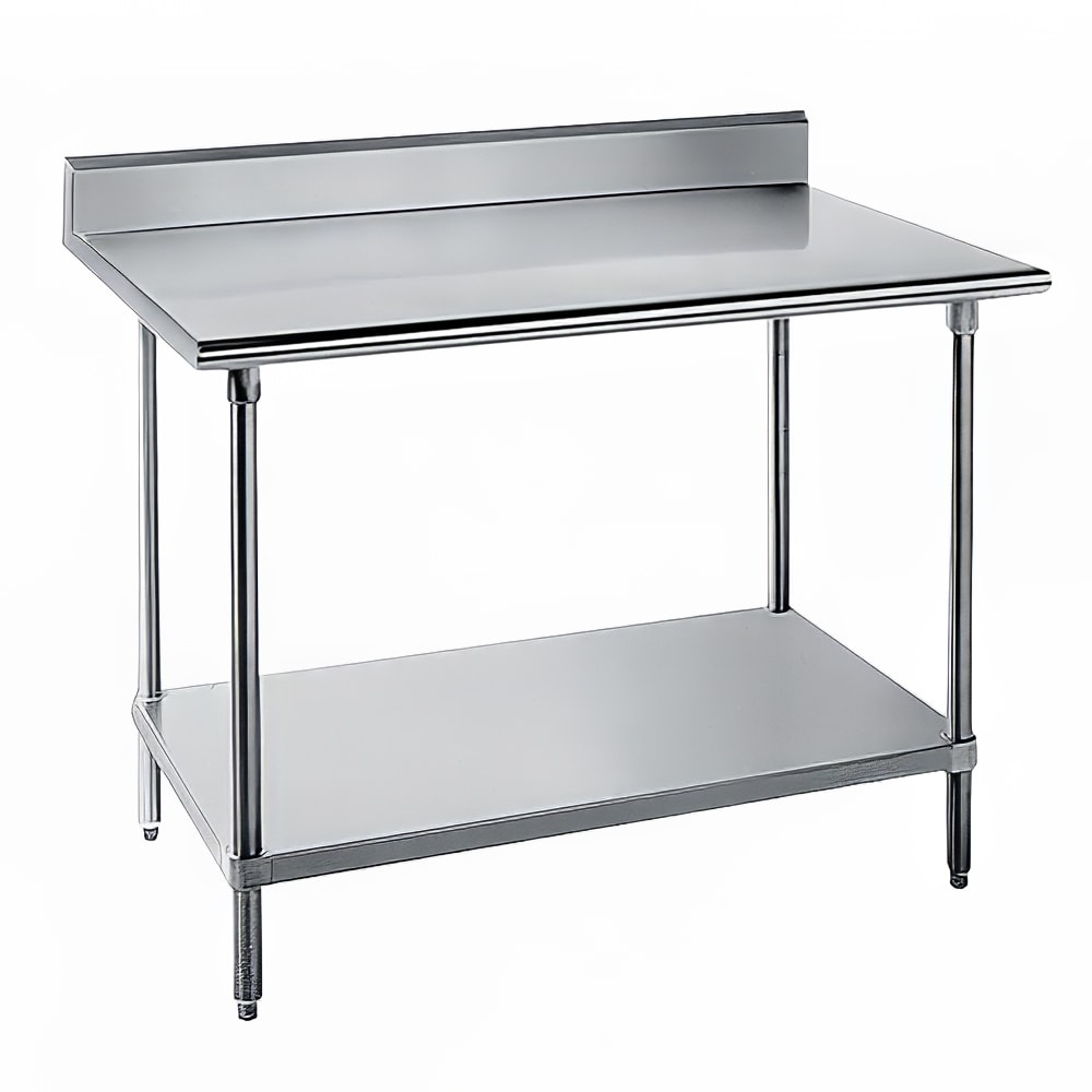 Advance Tabco KMG-302 24" 16 ga Work Table w/ Undershelf & 304 Series Stainless Top, 5" Backsplash