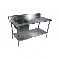 Advance Tabco KMS-11B-305L 60" Work Table - Left Sink, 5" Backsplash, 30" W, 16 ga 304 Stainless thumbnail 2