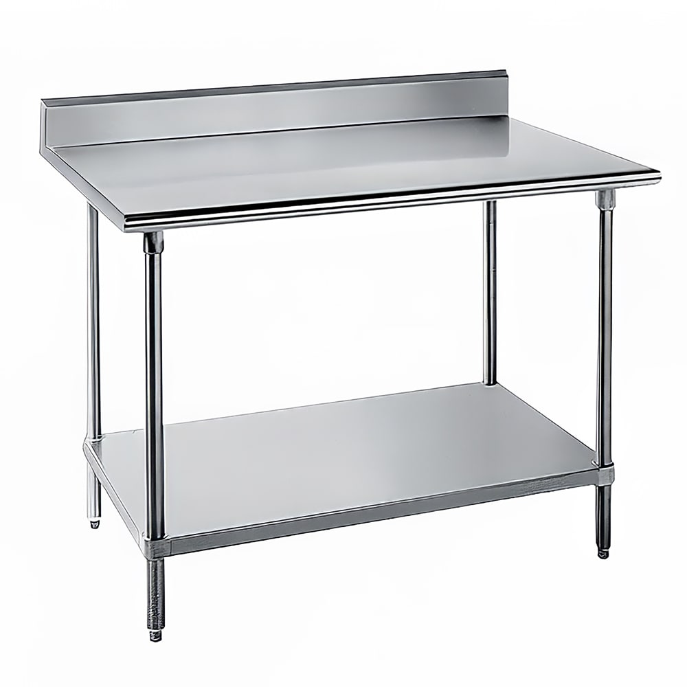 Advance Tabco KMS-242 24" 16 ga Work Table w/ Undershelf & 304 Series Stainless Top, 5" Backsplash