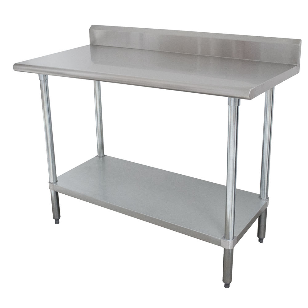 Advance Tabco KSLAG-242-X 24" 16 ga Work Table w/ Undershelf & 430 Series Stainless Top, 5" Backsplash