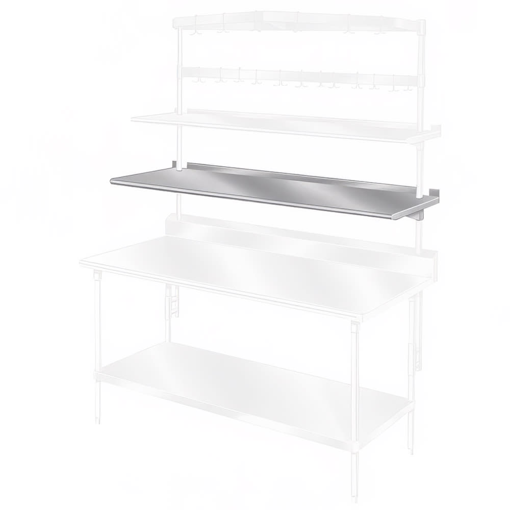 Advance Tabco PT-12S-120 120" Table Mount Shelf - 1 Deck, Splash-Mount, 12"L, Stainless