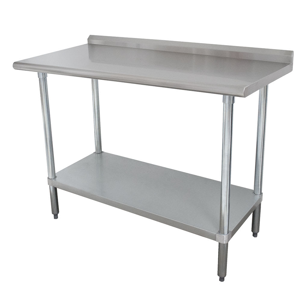 Advance Tabco SFLAG-243-X 36" 16 ga Work Table w/ Undershelf & 430 Series Stainless Top, 1 1/2" Backsplash
