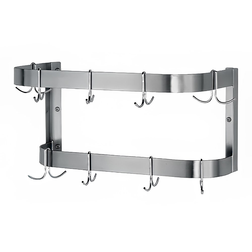 Advance Tabco SW-24 24" Wall-Mount Pot Rack w/ (12) Double Hooks, Stainless Steel