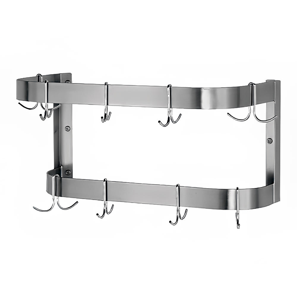 Advance Tabco SW-96-EC 96" Wall-Mount Pot Rack w/ (18) Double Hooks, Stainless Steel