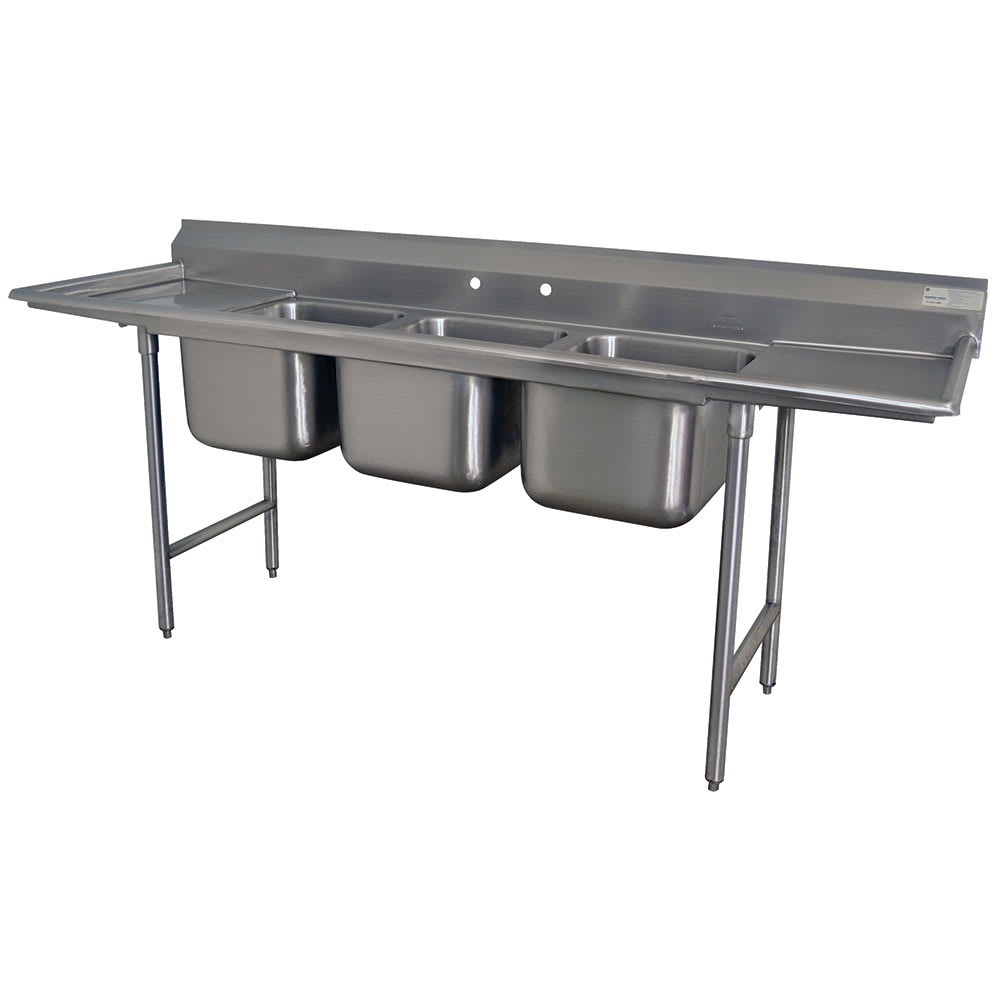 Advance Tabco T9-83-60-18RL 103" 3 Compartment Sink w/ 20"L x 28"W Bowl, 12" Deep