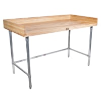 Advance Tabco TBG-305 60" Maple Top Bakers Table w/ 4" Splash & Open Base, 30"D thumbnail 2