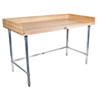 Advance Tabco TBS-366 72" Maple Top Bakers Table w/ 4" Splash & Open Base, 36"D thumbnail 2