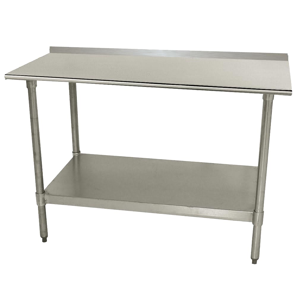 Advance Tabco TTF-246-X 72" 18 ga Work Table w/ Undershelf & 430 Series Stainless Top, 1 1/2" Backsplash