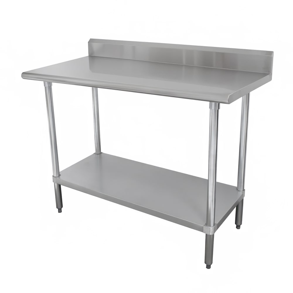 Advance Tabco TTK-305-X 60" 18 ga Work Table w/ Undershelf & 430 Series Stainless Top, 5" Backsplash