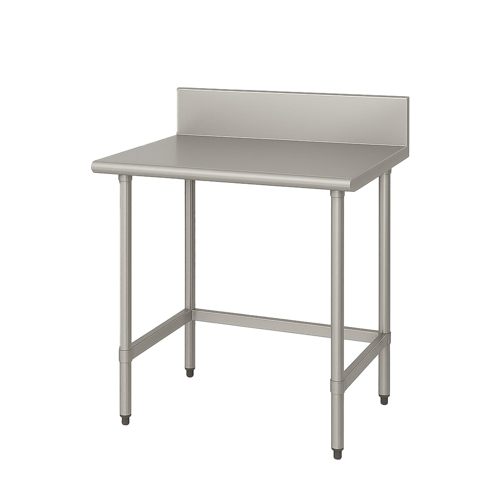 Advance Tabco TVKG-300 30" 14 ga Work Table w/ 304 Series Stainless Top, 10" Backsplash