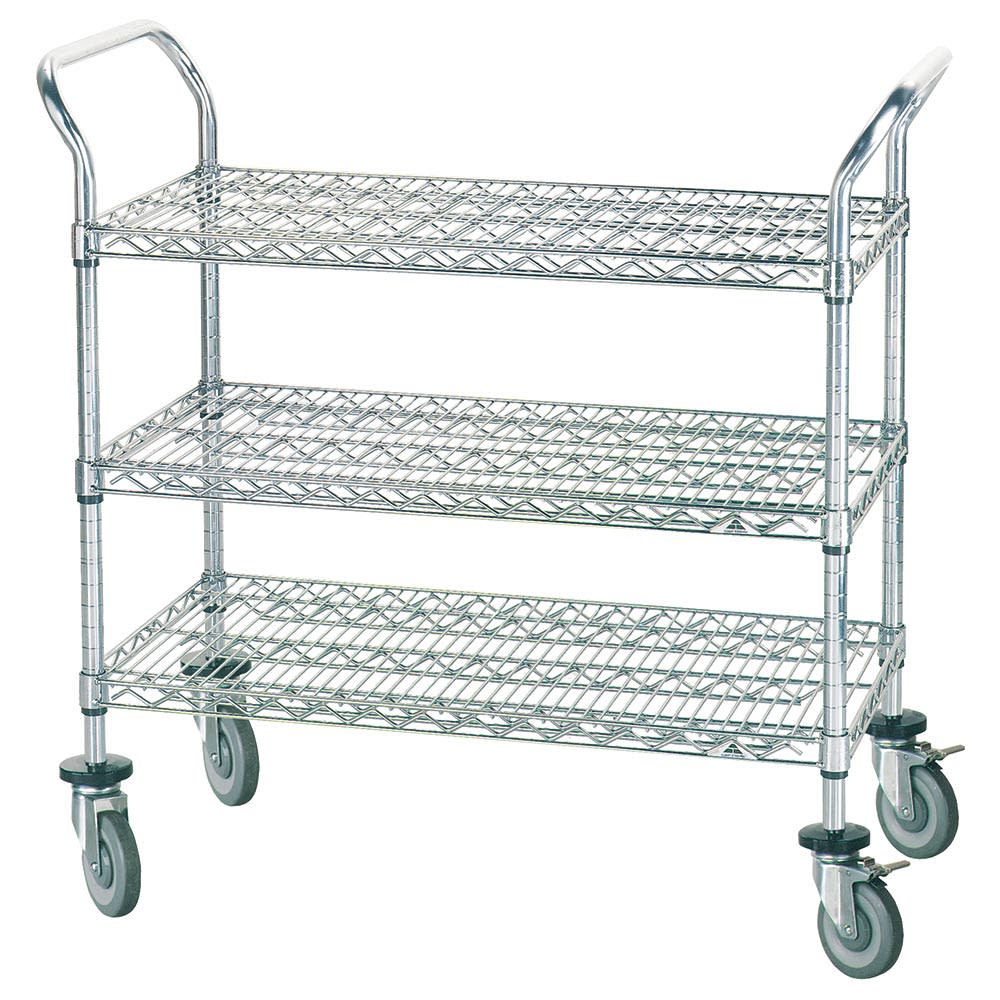 Advance Tabco WUC-1836P 3 Level Chrome Plated Utility Cart w/ 1000 lb Capacity, Flat Ledges