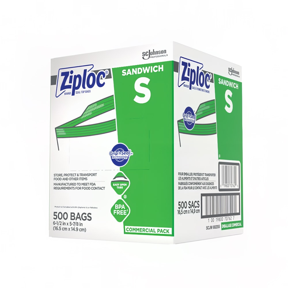 SC Johnson Ziploc Zipper Seal Top Sandwich Bag - 6 1/2"L x 5 7/8"W, Clear (682255)