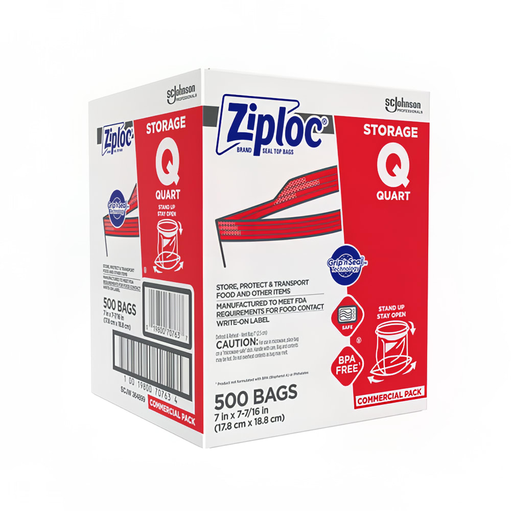 SC Johnson Ziploc Zipper Seal Top Bag - 7"L x 7 7/16"W, Clear (364899)
