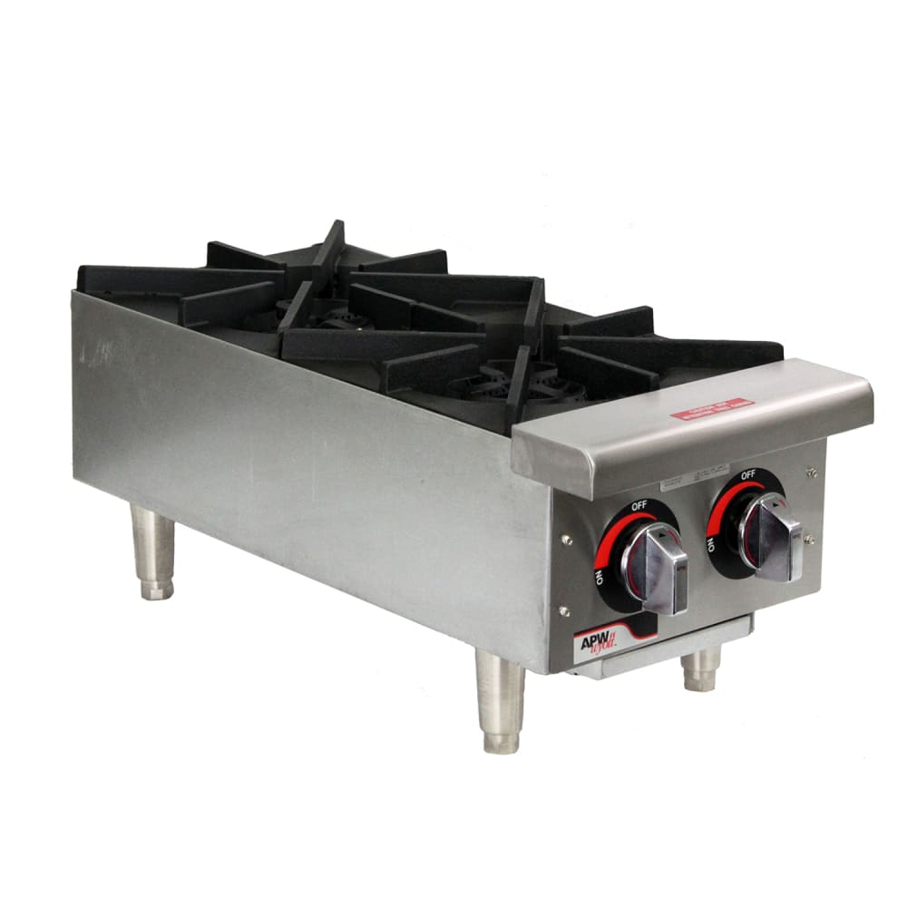 APW Wyott GHP-2S 12" Gas Hotplate w/ (2) Burners & Manual Controls, Natural Gas