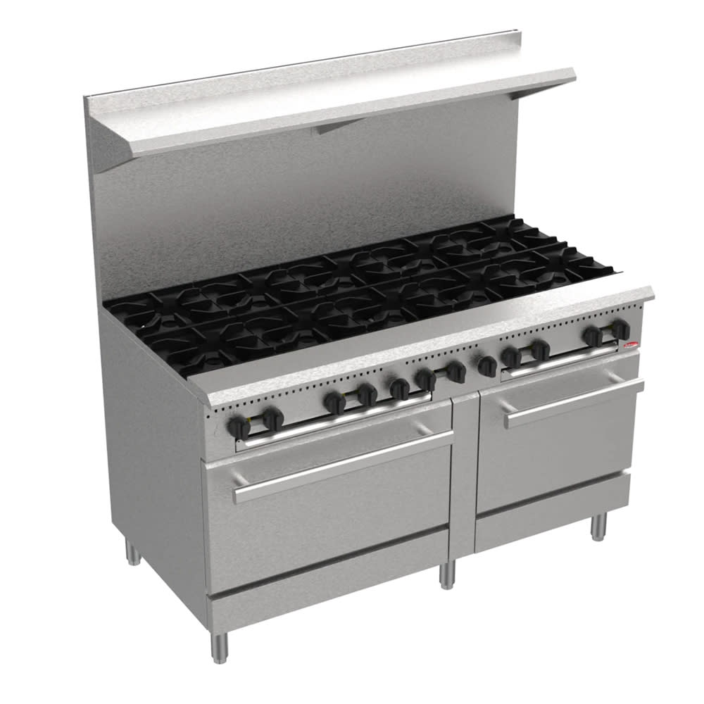 Bakemax BAS60O 60" 10 Burner Gas Range - Standard Oven, Convertible