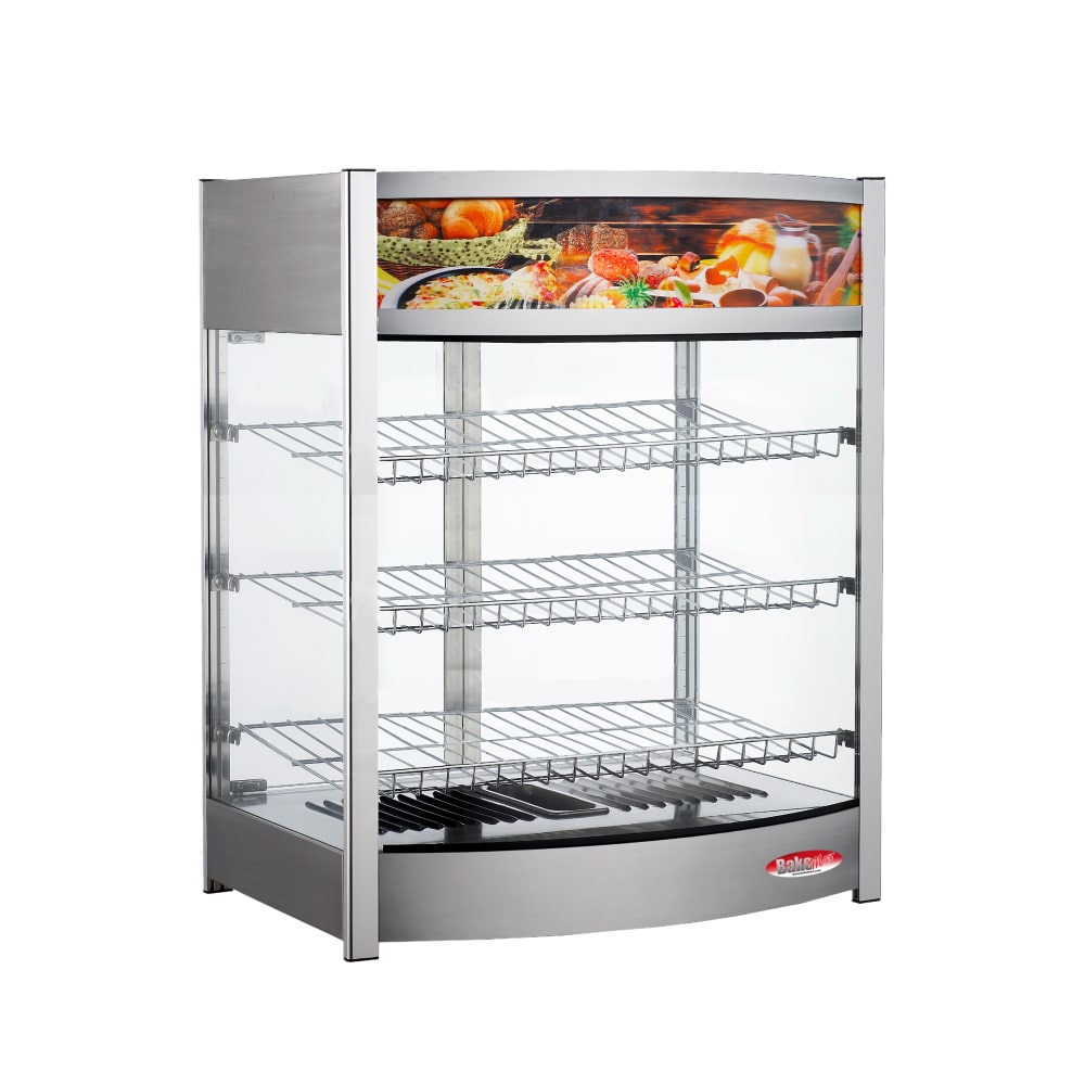 Bakemax BMCBF25 25" Full Service Countertop Heated Display Case - (3) Shelves, 120v