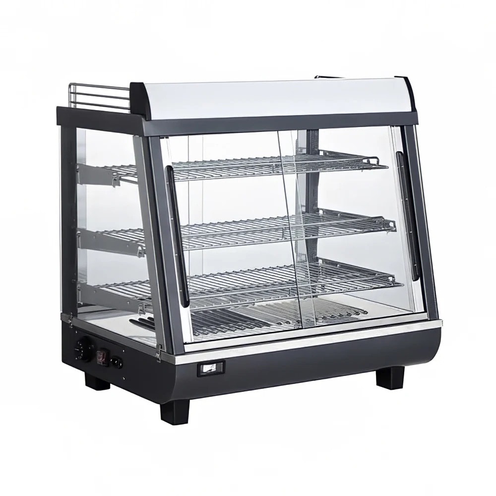 Bakemax BMTSC27 27" Dual Service Countertop Heated Display Case - (3) Shelves, 120v