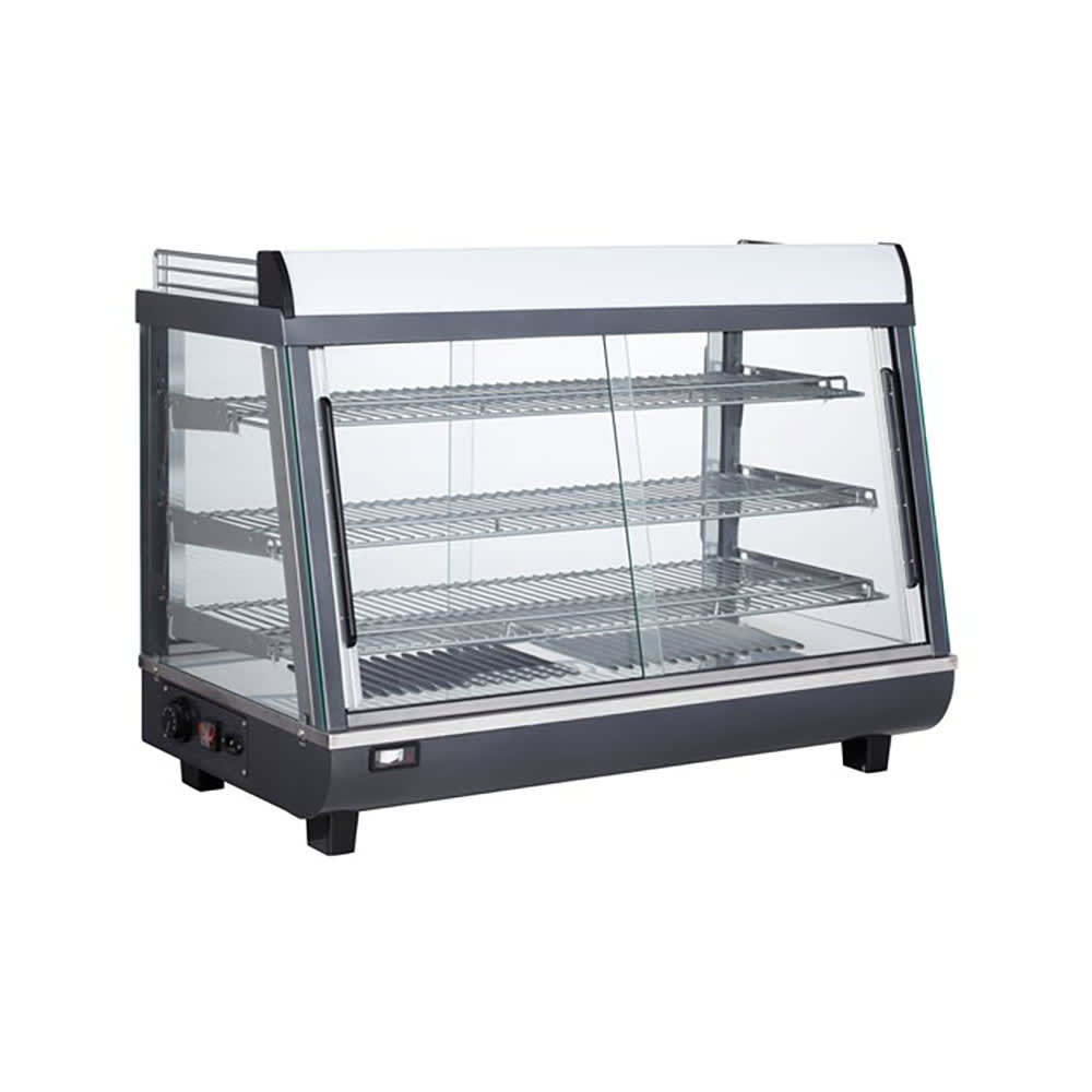 Bakemax BMTSC36 36" Dual Service Countertop Heated Display Case - (3) Shelves, 120v
