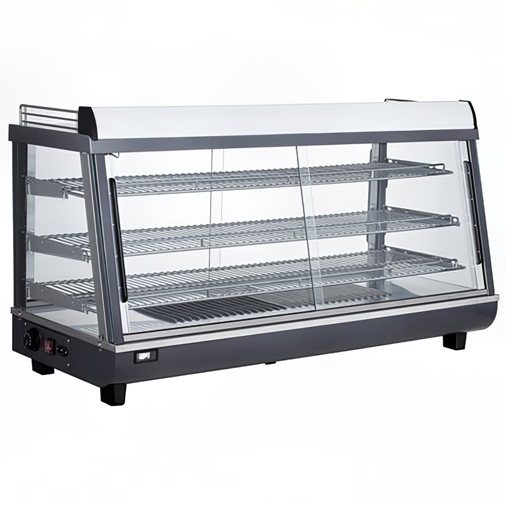 Bakemax BMTSC48 48" Dual Service Countertop Heated Display Case - (3) Shelves, 120v