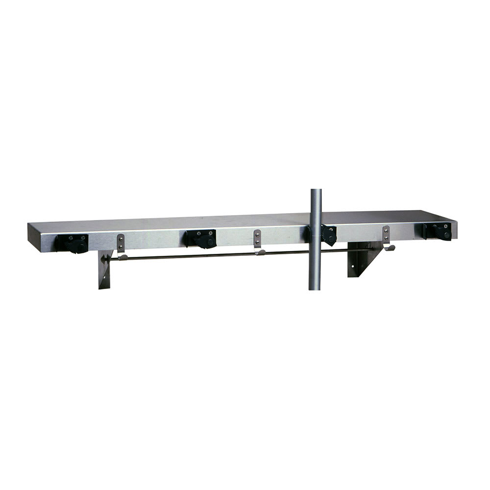 Bobrick B-224 X 36 36"L Shelf w/ 4 Mop or Broom Capacity, Stainless