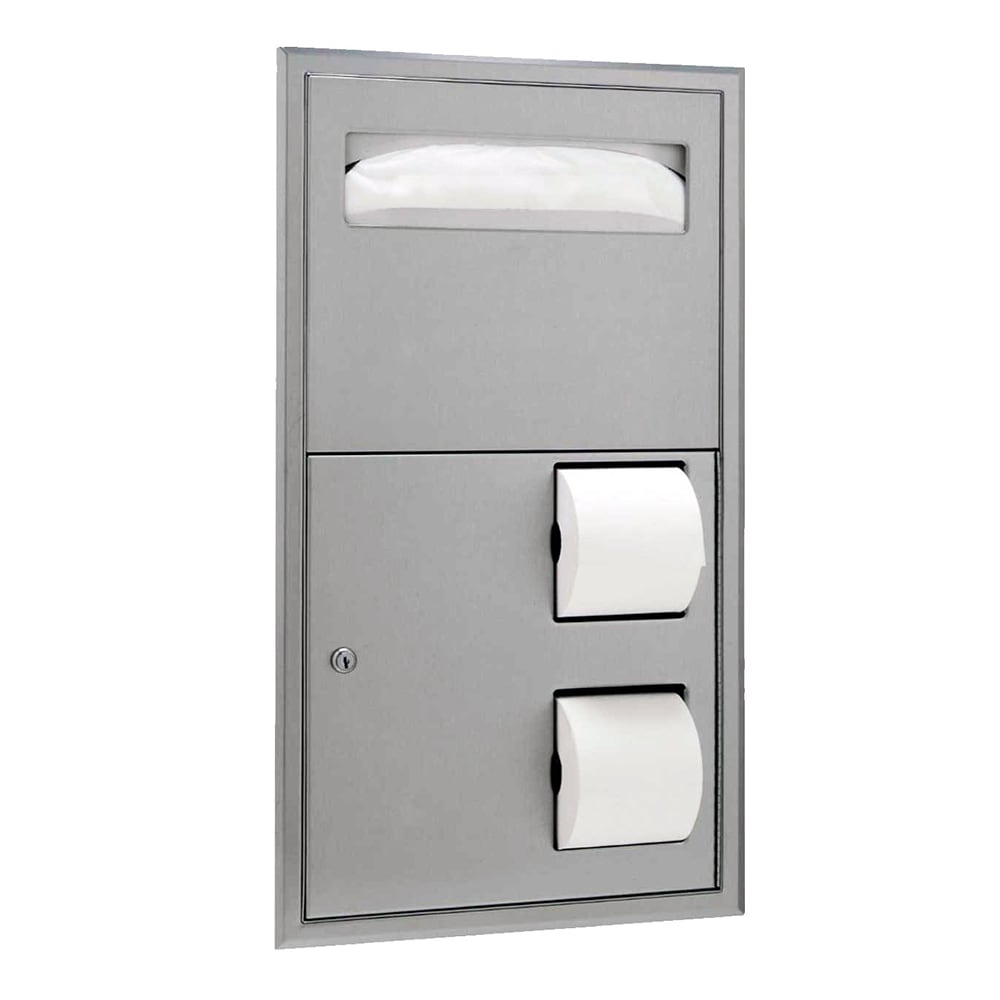 Bobrick B-3474 Classic Series Recess Mounted Seat Cover & Toilet Tissue Dispenser