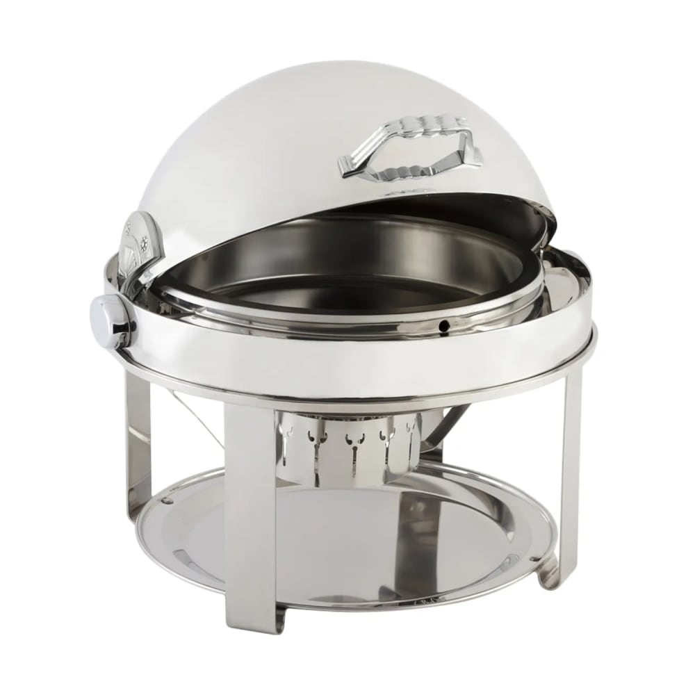 Bon Chef 12010CH 2-Gallon Roll Down Round Chafer, Stainless w/ Chrome Accent