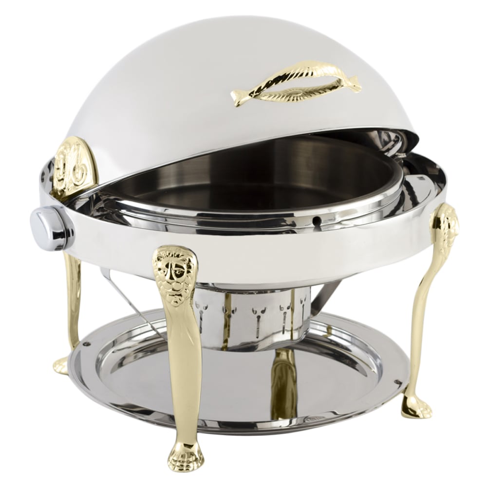 Bon Chef 18000 8 qt Round Chafer w/Roll-top Lid & Chafing Fuel Heat