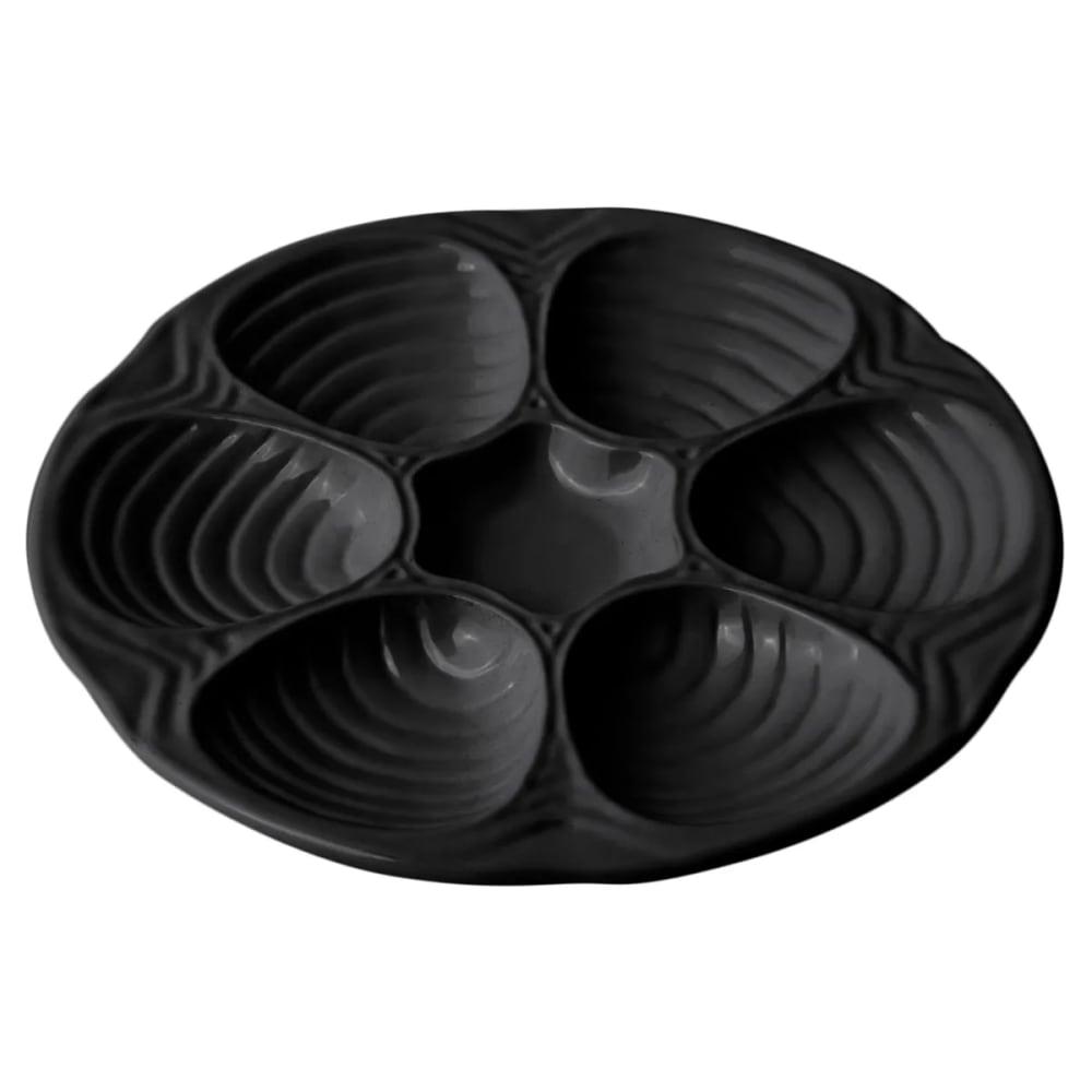 Bon Chef 5017S 10 1/2" Oyster Clam Plate, Aluminum/Black