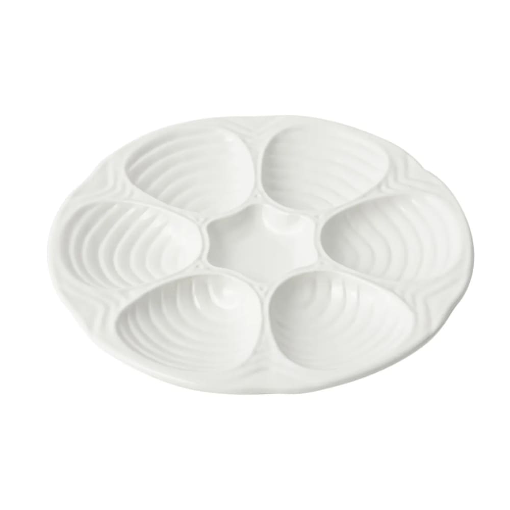 Bon Chef 5017S WH 10 1/2" Oyster Clam Plate, Aluminum/White