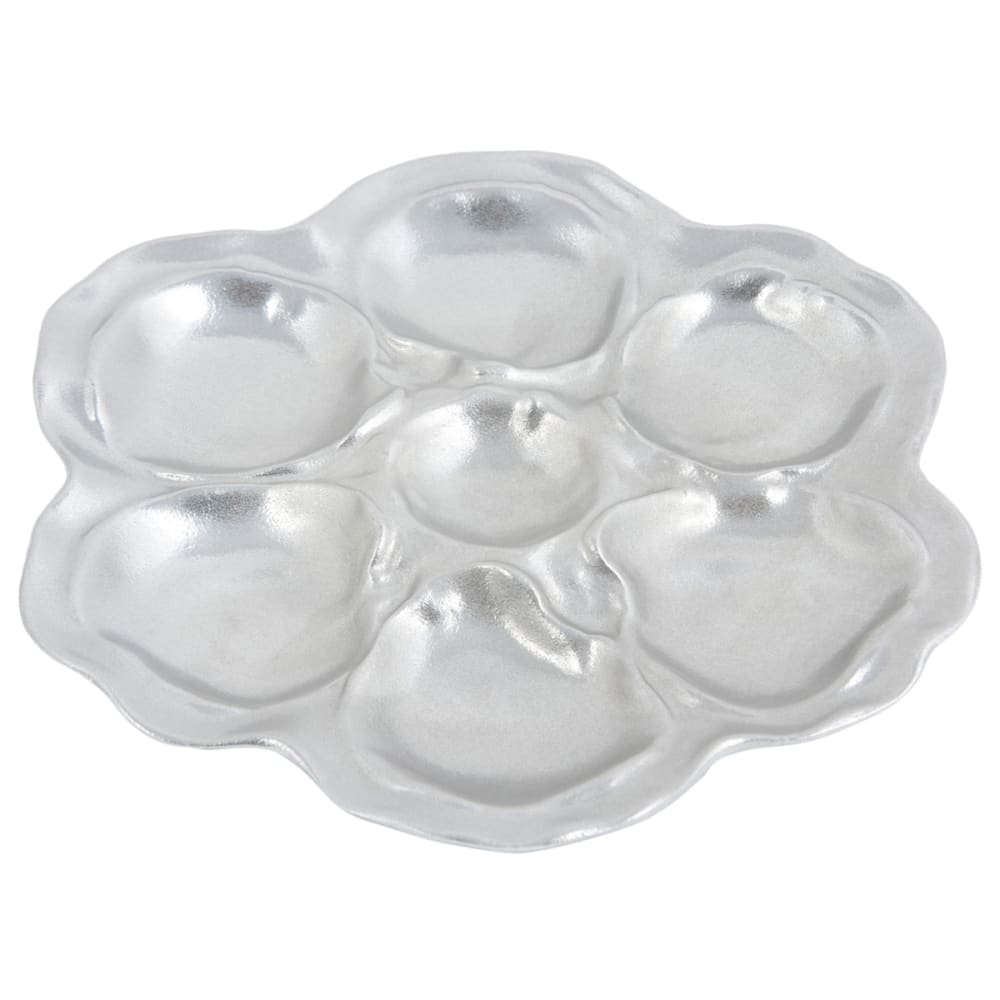 Bon Chef 5079 10" Oyster Plate, 6 Hole, Aluminum/Pewter-Glo